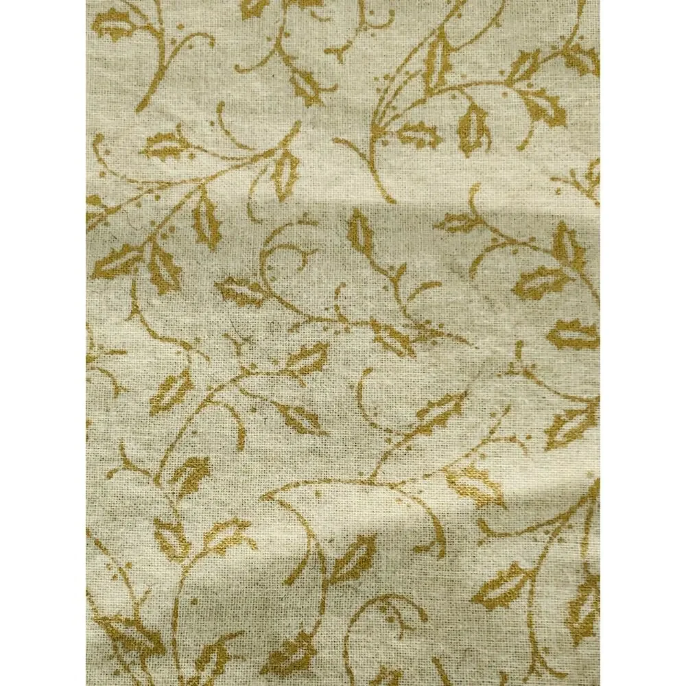 Quilters Cotton Fabric Holly Beige Small Gold Leaves Crafts 1 Yard 45 Inch Wide
